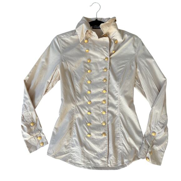 Dolce & Gabbana Beige Military Blouse Gold Buttons IT 38 (US 0–2) Vintage - Picture 1 of 6